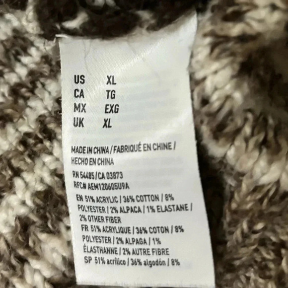 American Eagle Outfitters Brown/Black/White Aztec Open Cardigan Sweater XL - Picture 6 of 9